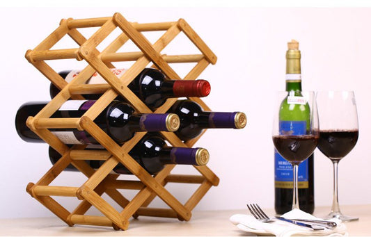 Foldable Bamboo Wine Bottle Holder