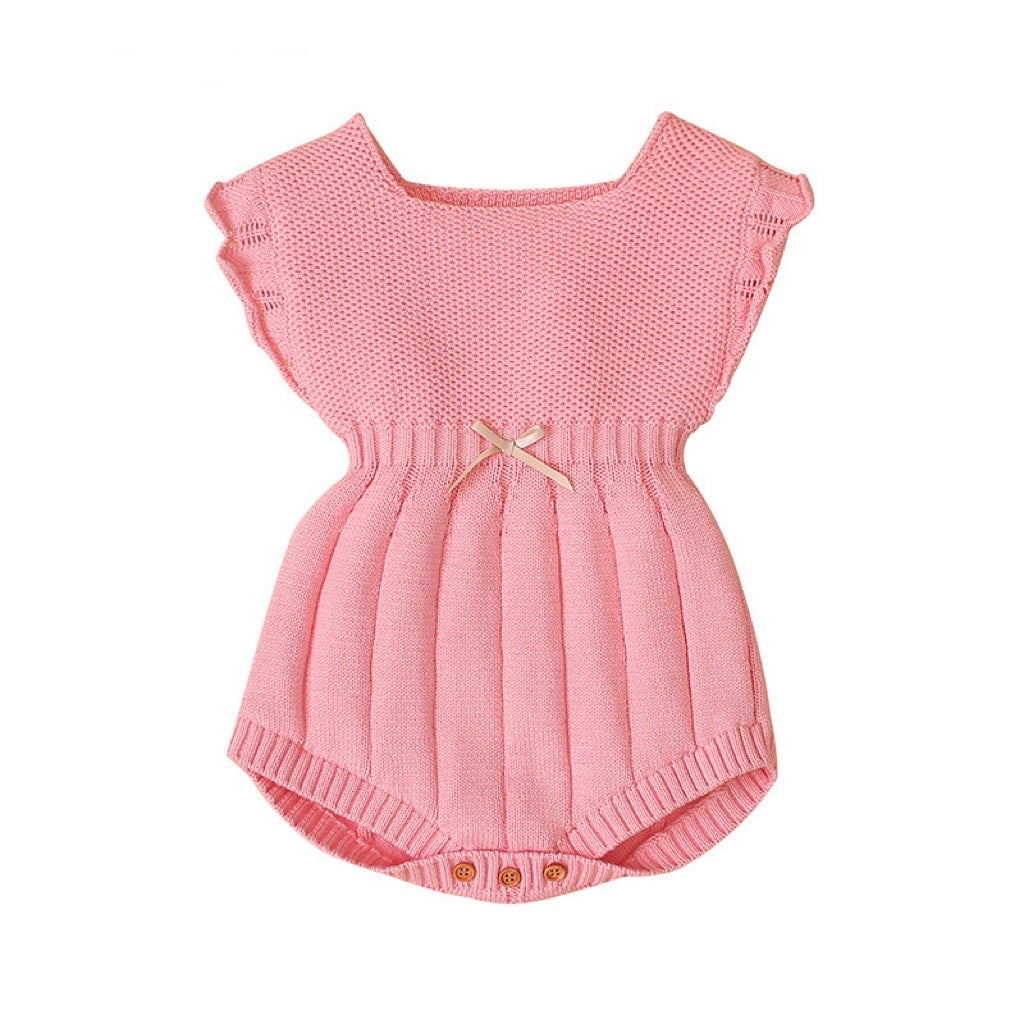 Baby Girl 1pcs Ribbed Knitted Pattern Ruffle Design Solid Knitted